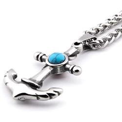 Gungneer USN Anchor Necklace Pendant Stainless Steel Keel Chain Military Navy Jewelry Accessory for Men Women