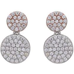 Izaara 925 Sterling Silver White Round CZ Disc Shape Dangle Earrings for Women and Girls