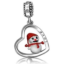 JMQJewelry Snowman Heart Christmas Gifts Dangle Birthstone Birthday Charms Beads For Bracelets Women Girls Jewelry