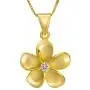 Aloha Jewelry Company 925 Sterling Silver 14K Yellow-Gold Plated CZ Plumeria Necklace Pendant with 18'' Box Chain Aloha Jewelry Company 925 Sterling Silver 14K Yellow-Gold Plated CZ Plumeria Necklace Pendant with 18'' Box Chain