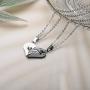 Udalyn 4Pcs Couple Necklace Bracelets Matching for Couples Love Heart Pendant Stainless Steel Necklace Boyfriend and Girlfriend Couples Jewelry Gifts for Him and Her