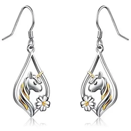 WINNICACA Unicorn Earrings Sterling Silver Drop Dangle Cute Daisy Earrings Hypoallergenic Unicorn Jewelry for Women Unicorn Gifts for Daughter Teen WINNICACA Unicorn Earrings Sterling Silver Drop Dangle Cute Daisy Earrings Hypoallergenic Unicorn Jewelry for Women Unicorn Gifts for Daughter Teen