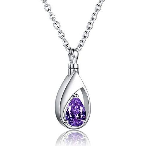 925 Sterling Silver Cremation Jewelry Memorial CZ Teardrop Ashes Keepsake Urns Pendant Necklace for urn Necklaces Ashes Jewelry Gifts