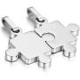 Cupimatch 2 Pieces Stainless Steel Puzzle Matching Pendant Couple Necklace Set with 18'' & 22'' Chain