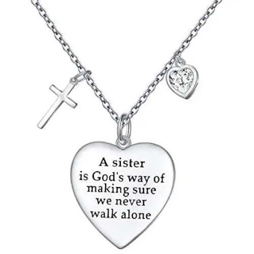 Sister Necklace Sister Gifts Real Sterling Silver Heart Pendant Necklace Sister Gifts from Sister