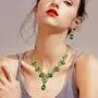 BriLove Womens Wedding Bridal Crystal Teardrop Filigree Leaf Twig Enamel Statement Necklace Dangle Earrings Set BriLove Womens Wedding Bridal Crystal Teardrop Filigree Leaf Twig Enamel Statement Necklace Dangle Earrings Set