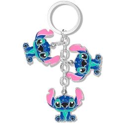 Funny Stitch Gift Lilo & Stitch Inspired Gift Hibiscus Flower Jewelry Stitch Keychain Touch Me and I Will Bite You Hawaiian Trip Gift