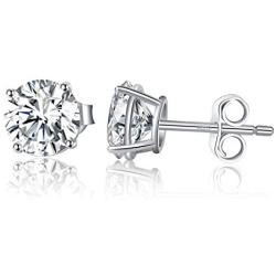 SUPRAONE 6 Pairs Stud Earrings Set, 925 Sterling Silver Hypoallergenic Round Cubic Zirconia 18K Gold Plated for Women Girls Men 3-8mm