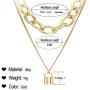 2Pcs Layered Lock Key Pendant Necklace Punk Chunky Gold Necklace Long Chain Statement Choker for Women Men