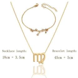 JEVI Zodiac Necklace Bracelets Studs Earring 3Pcs Jewelry Sets for Women 12 Constellation CZ Astrology Horoscope Birthday Gifts