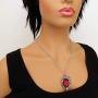 Gothic Red Rose Cameo In Thorns Pendant Necklace