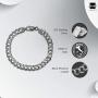 Amberta Plated on 925 Sterling Silver Bracelet - Various Styles - 8 mm Thick - Flat Cuban Curb Chain for Men - Length 8 Inch