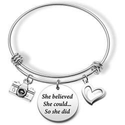 Eigso Photographer Bracelet Camera Bracelet She Believed She Could Photographer Jewelry Photography Graduation Gift