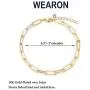 WEARON Dainty Gold Link Chain Bracelet for Women 14K Gold Plated Simple Delicate Cable Link Chain Handmade Minimalist Jewelry Retro Personality Bracelet Adjustable Thin Cuban Link Chain Paperclip