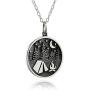 Sterling Silver Camping Charm Necklace with Tent Trees Campfire Moon and Stars, 18'' Chain