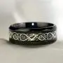 Couple Ring Bridal Sets His Hers Women Black Gold Plated Square CZ Men Stainless Steel Band Wedding Ring Band Set