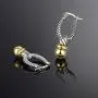 8MM Ball with Rope Design Drop Two Tone Earrings 8MM Ball with Rope Design Drop Two Tone Earrings