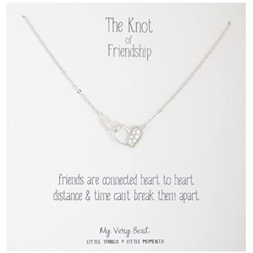My Very Best Knot of Friendship Double Heart Necklace