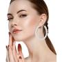 4 Pairs Faux Pearl Hoop Earrings Circle Dangle Drop Earrings Artificial Pearl Beaded Earrings (Pearl Hoop)