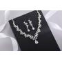 MOOCHI Wedding Silver Plated Clear Cubic Zircon Pendant Crystal Necklace Earrings Jewelry Set for Bridal Brides Women Girls bridesmaids Statement Costumes accessories Dress Gift