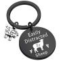 WSNANG Sheep Lover Gift Easily Distracted by Sheep Keychain Sheep Jewelry Gift for Sheep Farmer Sheep Herder Sheep Owner