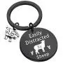 WSNANG Sheep Lover Gift Easily Distracted by Sheep Keychain Sheep Jewelry Gift for Sheep Farmer Sheep Herder Sheep Owner