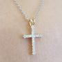 Dazzlingrock Collection 0.25 Carat (ctw) 10K Gold Round White Diamond Ladies Cross Pendant 1/4 CT (Silver Chain Included)