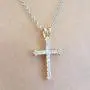 Dazzlingrock Collection 0.25 Carat (ctw) 10K Gold Round White Diamond Ladies Cross Pendant 1/4 CT (Silver Chain Included)