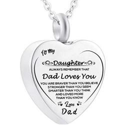 Stainless Steel Funeral Cremation Heart Pendant Necklace Keepsake Urn Perfume Necklace for Ashes Memorial Jewelry Mementos Jewelry Gifts for Dad