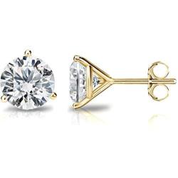 14K Gold Plated Sterling Silver Cubic Zirconia Stud Earrings for Women