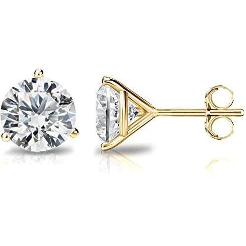 14K Gold Plated Sterling Silver Cubic Zirconia Stud Earrings for Women