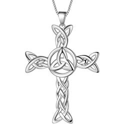 Aurora Tears 925 Sterling Silver Celtic Knot Cross Irish Jewelry Women Men Celtick Jesus Cross Religious Necklace/Earring 18k Gold/Black Gun Plated Infinity Celtic Cross Irish Knot Jewellery