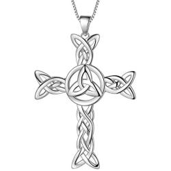 Aurora Tears 925 Sterling Silver Celtic Knot Cross Irish Jewelry Women Men Celtick Jesus Cross Religious Necklace/Earring 18k Gold/Black Gun Plated Infinity Celtic Cross Irish Knot Jewellery