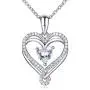 ESSIE ODILA Heart Necklaces for Women Sterling Silver Birthstone Pendant 5A Heart-Shape Cubic Zirconia Birthday Gift for Women Mom Girls