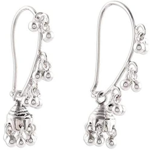 NOVICA .925 Sterling Silver Jhumki Style Jingle Bell Dangle Earrings, Music