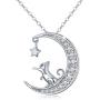 TRISHULA Moon Necklace with Opal Star Light,Infinite Love Y-Necklace,Moon Cat Necklace 925 Sterling Silver Forever Love Sparkling Crescent Jewelry Gift for Women Girls,Teen