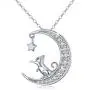 TRISHULA Moon Necklace with Opal Star Light,Infinite Love Y-Necklace,Moon Cat Necklace 925 Sterling Silver Forever Love Sparkling Crescent Jewelry Gift for Women Girls,Teen
