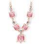 Rose Gold Plated Pink Tulip Flower Statement Necklace