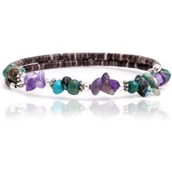 $80Tag Certified Navajo Native Turquoise AMETHYST Adjustable Wrap Bracelet 12739-1 Made By Loma Siiva