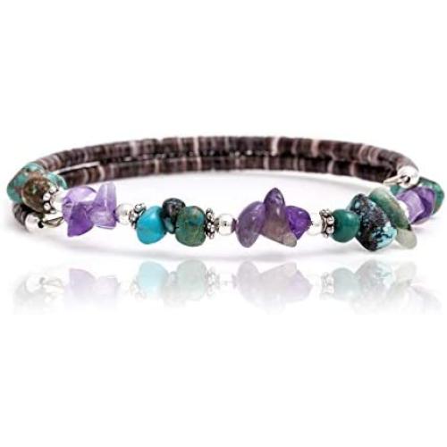 $80Tag Certified Navajo Native Turquoise AMETHYST Adjustable Wrap Bracelet 12739-1 Made By Loma Siiva $80Tag Certified Navajo Native Turquoise AMETHYST Adjustable Wrap Bracelet 12739-1 Made By Loma Siiva