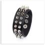 Xusamss 2PCS Punk Alloy Rivet Bracelet Bullet Wristband Chain Leather Cuff Bracelet,7 1/2 Wrist