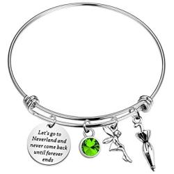 KUIYAI Let’s Go to Neverland and Never Come Back Until Forever Ends Bracelet Peter Pan Inspired Gift Neverland Gift Movie Quote Jewelry