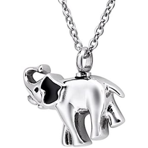 BS Bluesnow Elephant Urn Keepsake Pendant Necklace, Stainless Steel Memorial Ash Cremation Jewelry