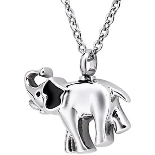 BS Bluesnow Elephant Urn Keepsake Pendant Necklace, Stainless Steel Memorial Ash Cremation Jewelry