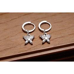 Diamond Cut Small Hoop Earrings With CZ Butterfly Charm Dangle Drop Earrings for Women Teen Girls Cartilage Sensitive Ear S925 Sterling Silver Cute Tiny Animal Hypoallergenic Piercing Jewelry Gifts