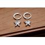 Diamond Cut Small Hoop Earrings With CZ Butterfly Charm Dangle Drop Earrings for Women Teen Girls Cartilage Sensitive Ear S925 Sterling Silver Cute Tiny Animal Hypoallergenic Piercing Jewelry Gifts