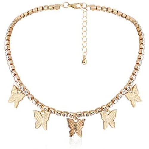 MJartoria Butterfly Choker Necklace Jewelry Gifts for Women Teen Girls Chain Butterfly Pendant Necklace Collar for Women Ladies Girls