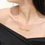 MONOOC Custom Name Necklace Personalized, 14K Gold Plated Personalized Name Necklace Gold Rose Gold Silver Color Stainless Steel Name Plate Necklace for Women Girls Men, Customized Name Word Necklace