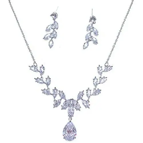 Roseeden Bridal Zirconia Necklace and Earrings Set CZ Wedding Jewelry for Brides and Bridesmaids RE8070 Roseeden Bridal Zirconia Necklace and Earrings Set CZ Wedding Jewelry for Brides and Bridesmaids RE8070