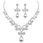 Uloveido Alloy Crystal Wedding Jewelry Sets for Brides Rhinestone Necklace and Drop Earrings Platinum Plated Y644